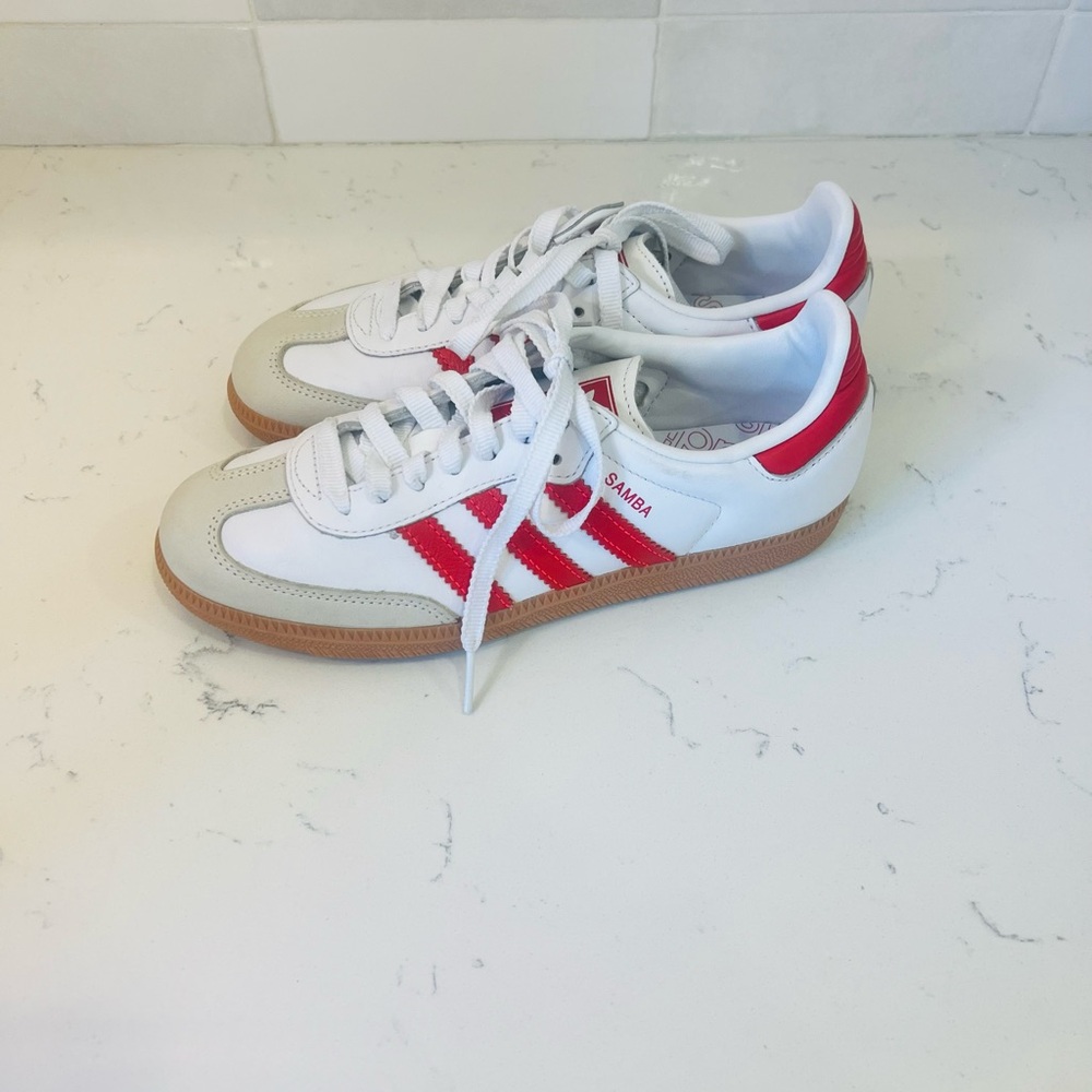 Adidas Samba White and Red Sneakers - Picture 3 of 4